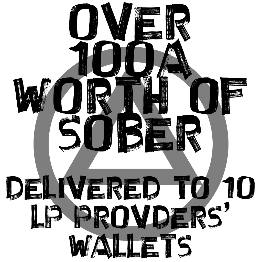 sobertoken's tweet photo. Thank you to those supporting Sober.  100% APR payout complete for the week.  Come on in the water's fine. https://t.co/6gLvrgB64k