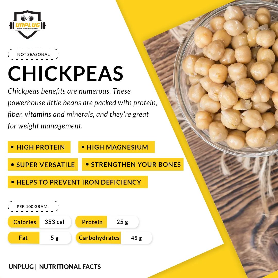 SesUnplug's tweet photo. Chickpeas are good sources of protein that can boost your metabolism and make you feel young!💪
What is the significance of chickpeas in your life?
#chickpeas #protein #energy #education #educationiskey #fitnessindustry #training #gymlife #grouptrainer #personaltrainer #behealthy https://t.co/TNXoCVi2F8