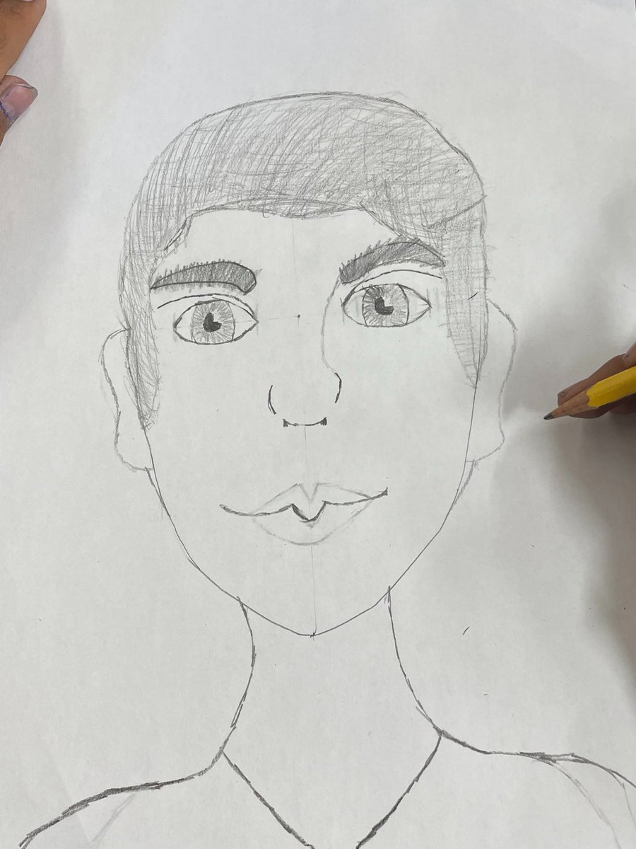 5th Graders drew self portraits today. #art #elementaryart #TheArtsMustGoOn