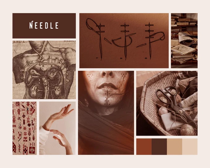 I started a new TTRPG campaign with friends and I had to make a mood board for the back-alley surgeon arab aunty I am playing 