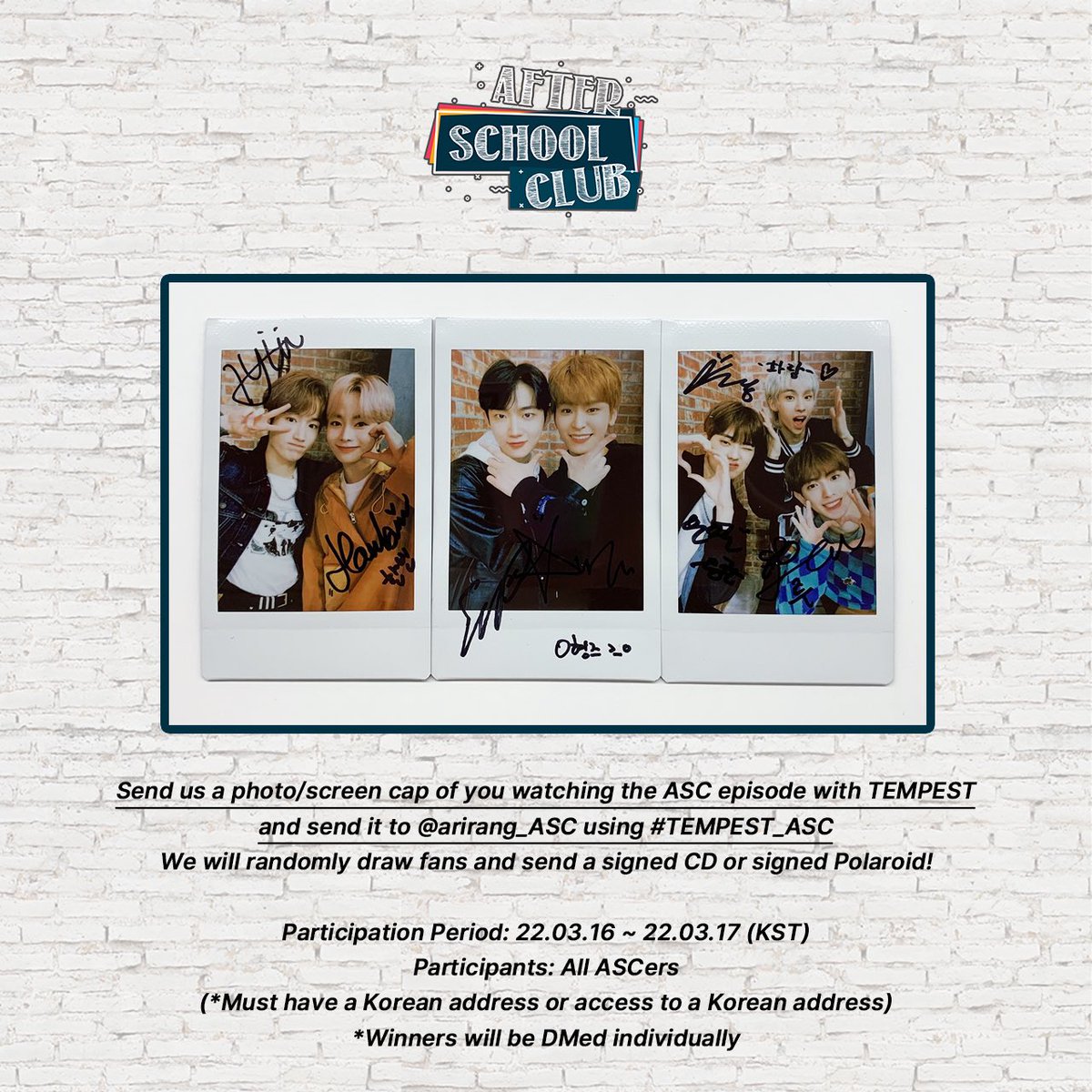 arirang_ASC's tweet photo. [TPST]
⠀
✨Viewing Event(시청 이벤트)✨
⠀
#TEMPEST_ASC #TEMPEST @TPST__official https://t.co/ooC2Leagqm