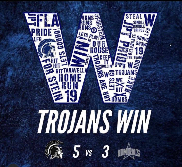 JptBaseball's tweet photo. Final Score tonight Farragut Admirals 3, Taravella Trojans 5! Next home game Thursday night vs Gulf Coast at 7pm. #JptPride #nopressure #Forstein19 https://t.co/HfAASDFmpv