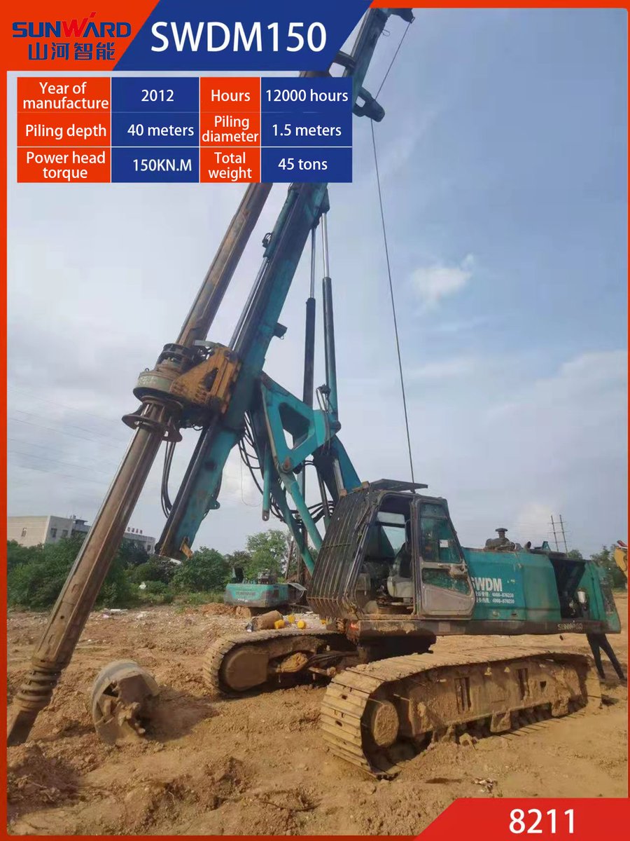 Jessica99854409's tweet image. #SWDM150 on sales, piling depth is 40 meters and was manufactured on 2012.

#imachine #drillingrig #usedmachine #SUMWARD