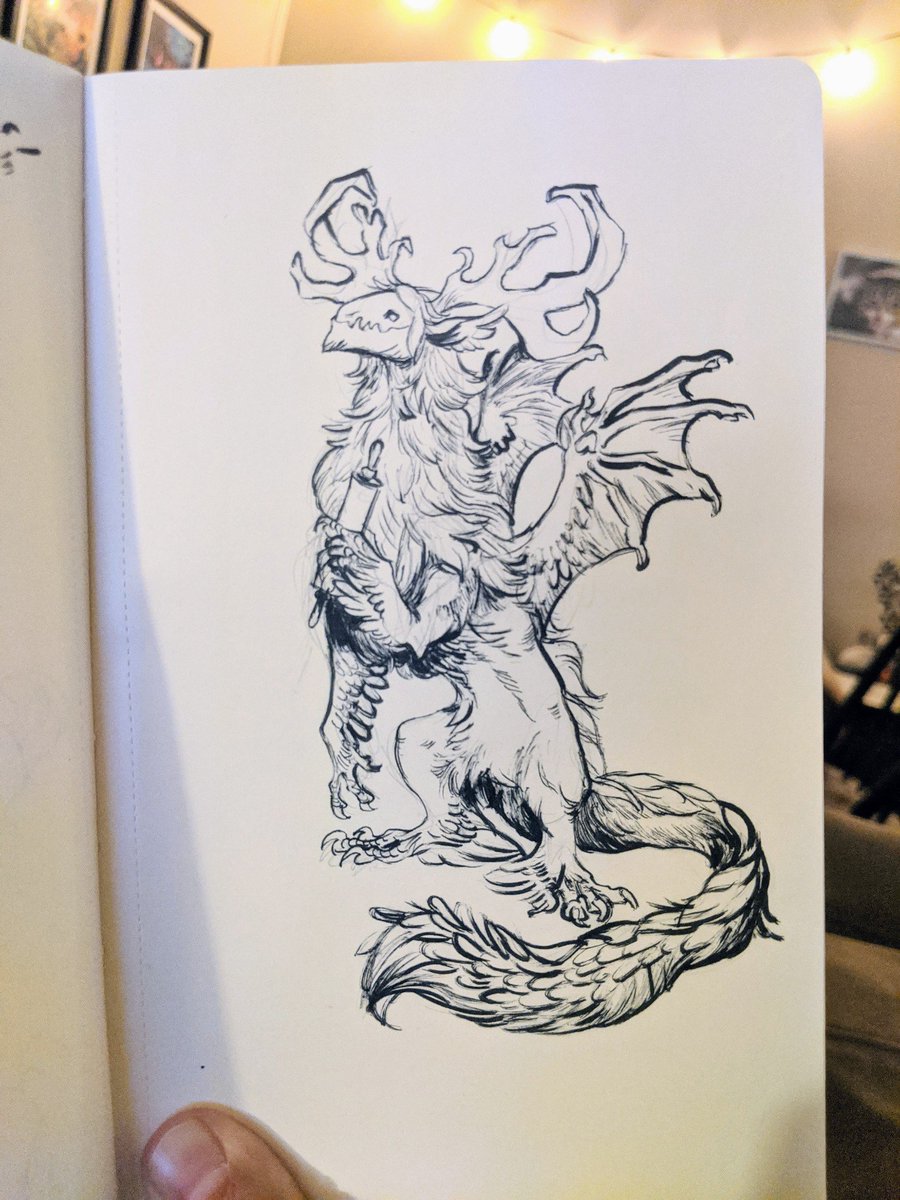 Why would I draw on my computer when I could use the world's crustiest brush pen in the dark