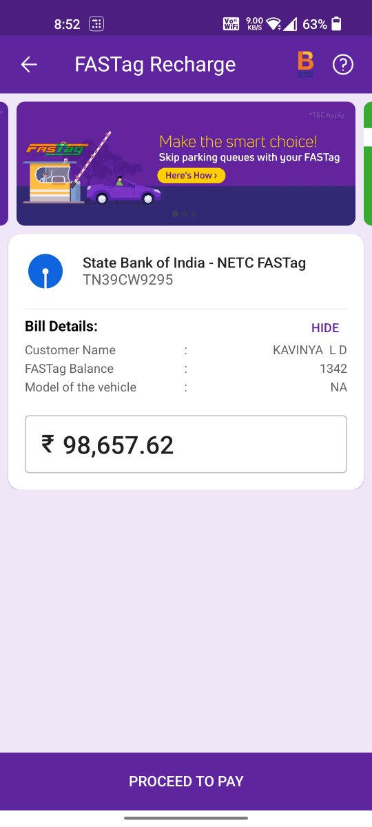 Kavi_nya's tweet photo. @PhonePeSupport 
What is this amount which is prefilled automatically on fastag recharge. Yday it showed  99657 when fastag balance was 342. After recharge of 1000, it is now 98657 https://t.co/g6uySsDD1W