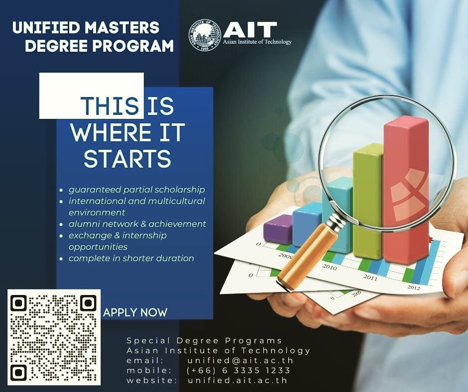 AITunified's tweet photo. 👀📣 APPLY NOW! 📣👀
Admissions for August 2022 for the master degree
or internship/capstone project leading to maters degree.
Pre-admission form https://t.co/VbRUHhGo8B
#ait #aitunified #masters #engineering #research #ICT #environment #agribusiness #datascience #AI #food #GIS https://t.co/PoX6jAQLaJ