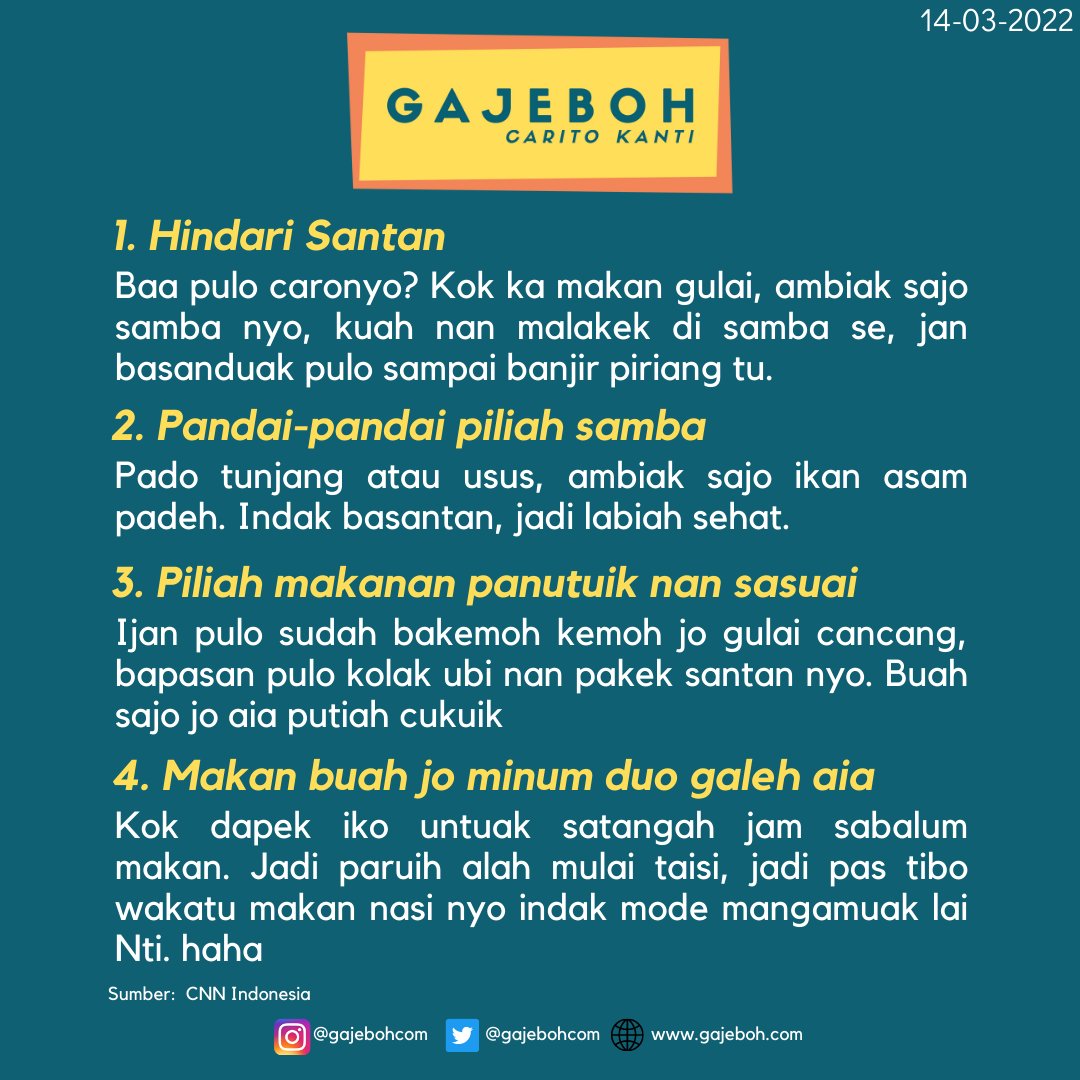 gajebohcom's tweet photo. Baa pulo manahan salero, cuma kok ka balantak tiok hari, iko lah tips saketek. https://t.co/8IlDUlCuCv