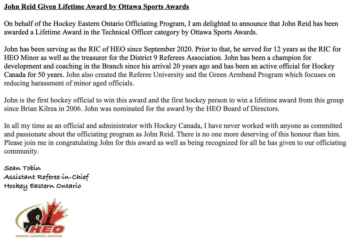 heo_officiating's tweet photo. Congrats to our member Referee-in-Chief! Well deserved and earned John. @HEOhockey https://t.co/7xr3jjbb2b