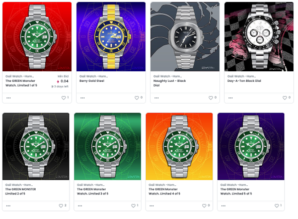 SyVel22's tweet photo. New series of Grail Watches Homage Dropping in 3 days #watchNFTs #Crypto #NFTs #NFTdrop https://t.co/c2jOHoxlSQ via @opensea . https://t.co/1KVNq5vXCm