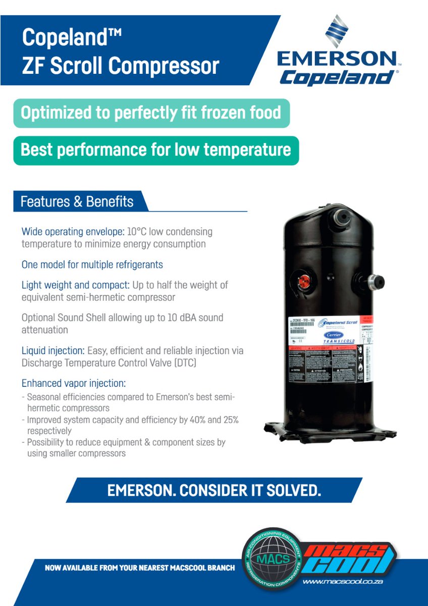 MACS_cool's tweet image. Copeland - Tomorrow&apos;s Compressors Today.

Emerson - Consider it Solved.

Contact us today for your expert advice and high-quality products.

#macscool #copeland #emerson #compressor