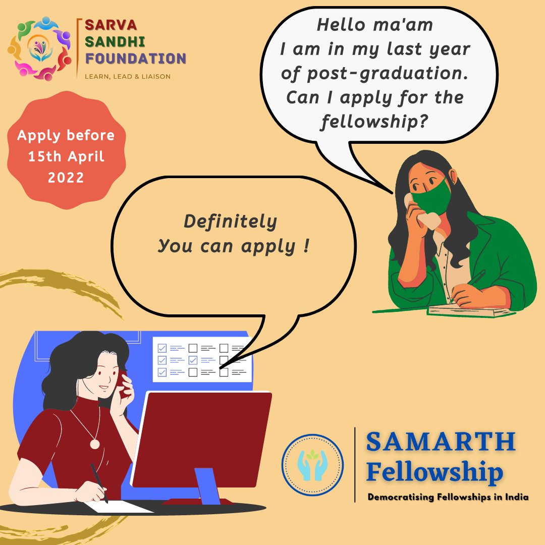 SarvaSandhi's tweet photo. #SAMARTH #Fellowship is your chance to get aware, add competencies, and become career-ready, while you are in your colleges or searching for a fellowship or a job in the social sector. A 9-month unique part-time #leadership program that is focused on self-development. 
#ApplyNow https://t.co/Z2pePeIpFU