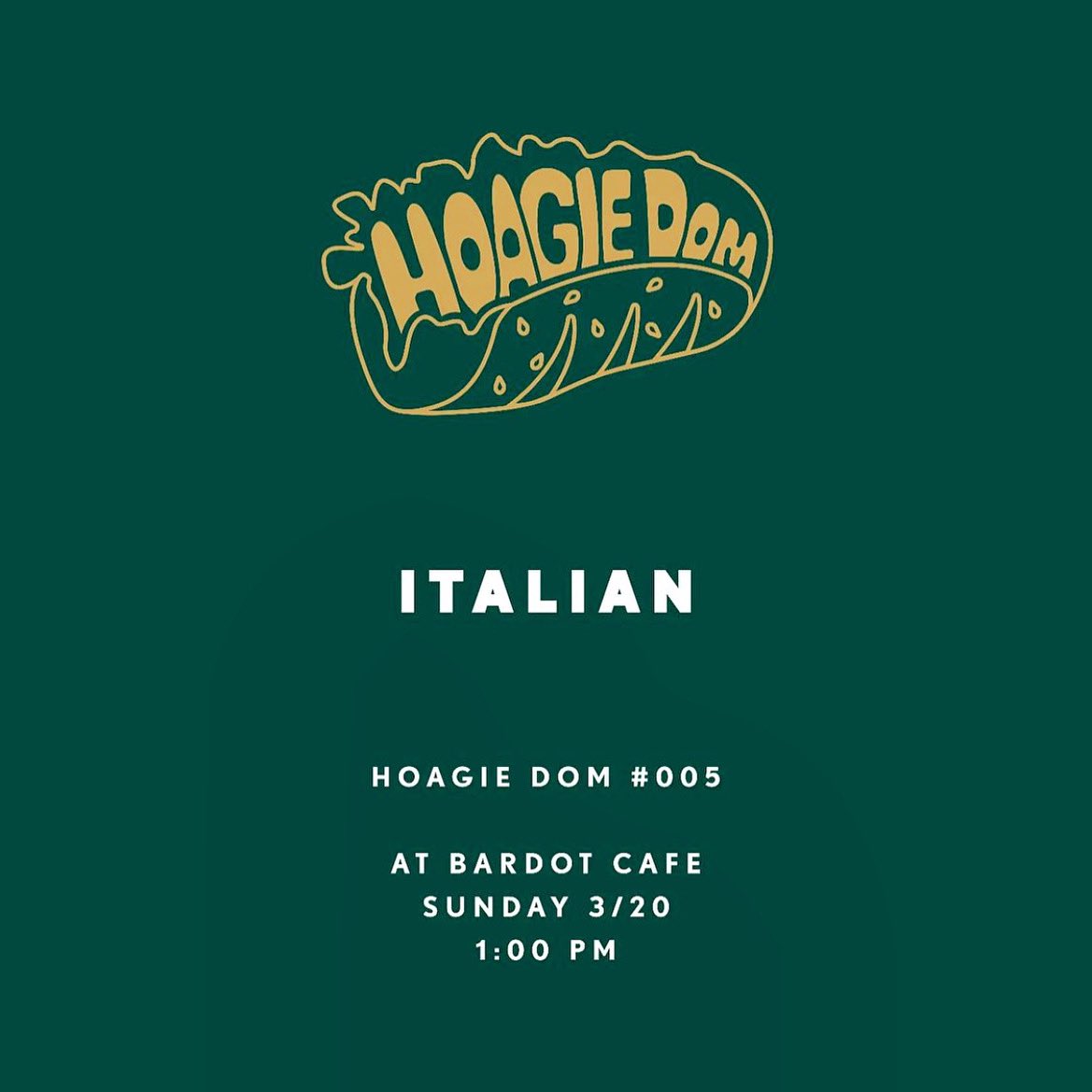 Follow @hoagiedom on Instagram for details &amp; reservations on the next pop-up at Bardot Cafe.
