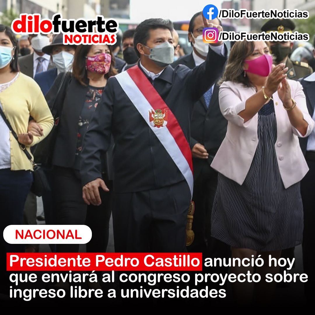 fuerte_dilo's tweet photo. 🔴#Nacional El presidente de la República, Pedro Castillo, anunció que próximamente el Ejecutivo remitirá al Congreso de la República el proyecto de ley de ingreso libre a universidades. https://t.co/mTJvGNJ003