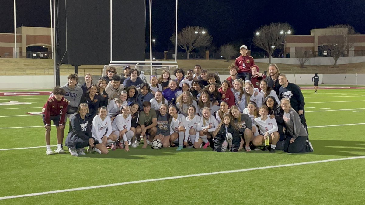 Gosset41's tweet photo. From Monday night Keller Central girls soccer @CHS_LCS and fans celebrate a 2-1 win over Byron Nelson. Chargers vs Timber Creek next Tuesday with the winner clinching a playoff berth! @emmagott_ @AbbyDitzler @KayleeNguyen24 @KISDAthletics https://t.co/BolJyhmBTE
