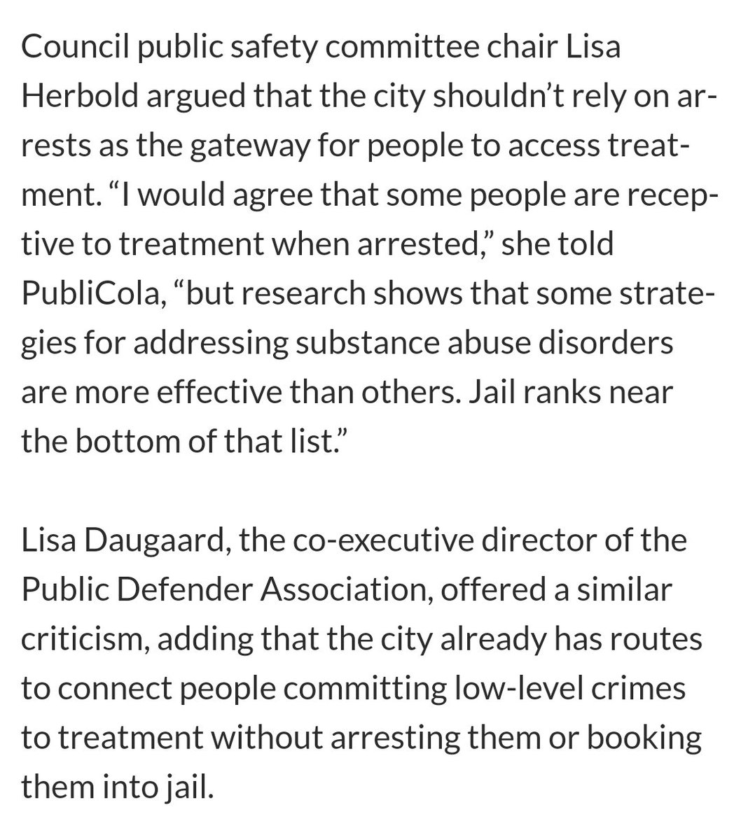 themobilepauper's tweet photo. I agree with Lisa here! We should *NOT* be using jail as a means of getting ppl treatment. Whether it's Harrells horrible "Operation New Day" or whatever failed strategy Davison is trying out: Jail only makes shit worse and certainly doesn't stop crime
https://t.co/6WMNdE7nlx https://t.co/rQKl48Igb9