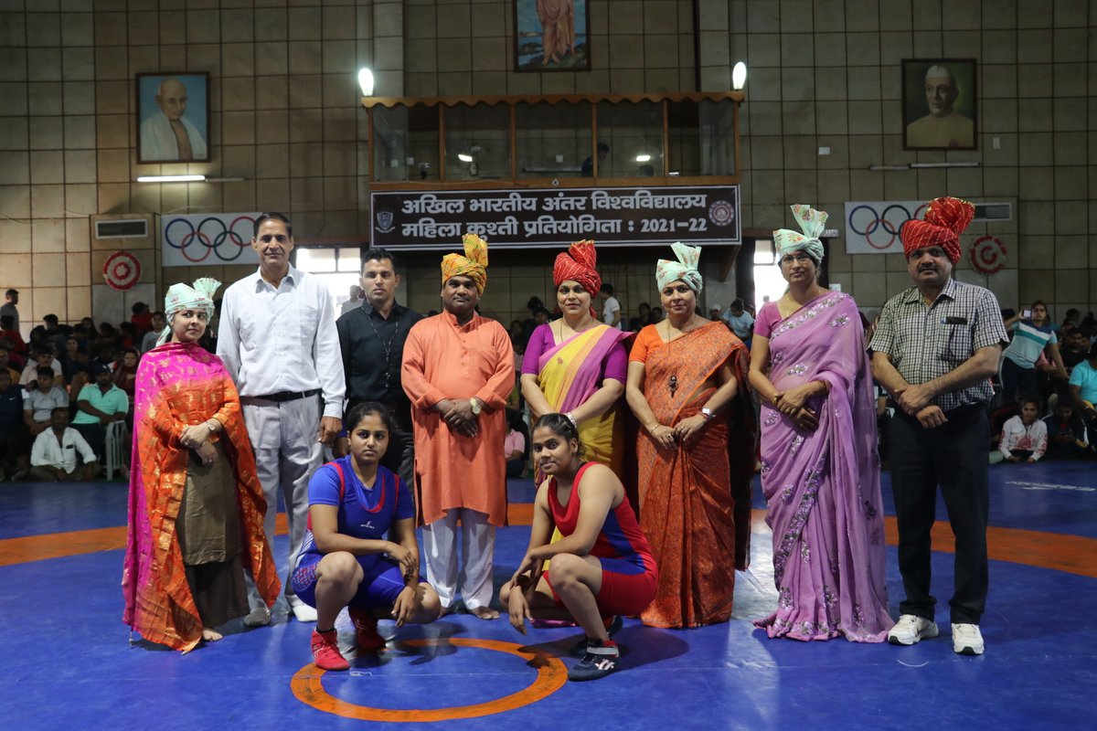 BRCMES's tweet photo. A Glimpse of Day 2 of All India Inter-University Wrestling Freestyle Women Championship 2021-22 hosted by BRCM Education Society, Bahal Bhiwani Haryana. https://t.co/lxWyl1Ygar