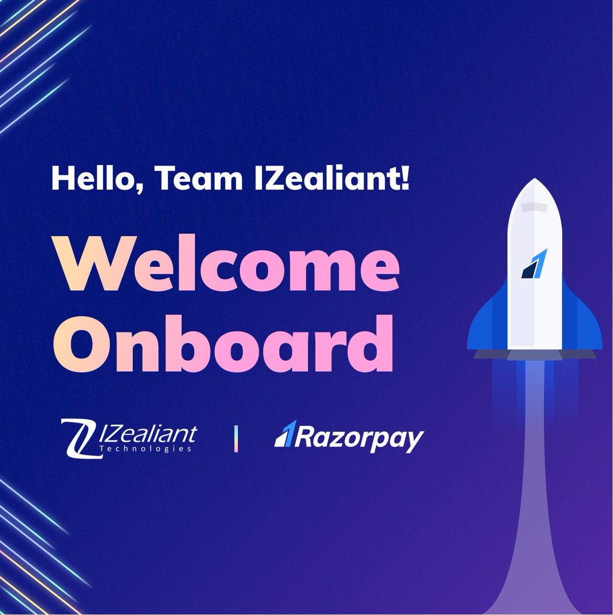 Razorpay's tweet image. The Razorpay family just got bigger &amp;amp; stronger!

Thrilled to announce our fifth acquisition- IZealiant Technologies, a leading Fintech startup that provides payments technology solutions for banks🚀

Here’s to building great stuff together!
Read more here: bit.ly/34Oi3Vs