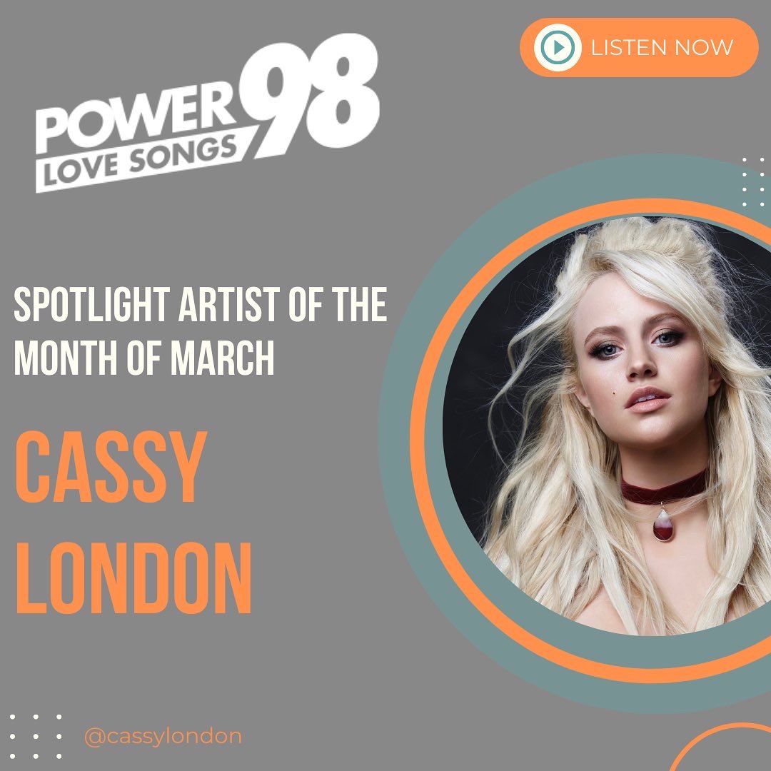 CassyLondon's tweet photo. I’m super excited to be Power 98 Love Songs ‘Spotlight Artist’ of the month! Thanks for playing ‘New Age’ on your station all March long 🍀🍀
@Power98 💥💥
#NewAge #power98 #power98raw #power98lovesongs #art https://t.co/Ozp7IcVAg2