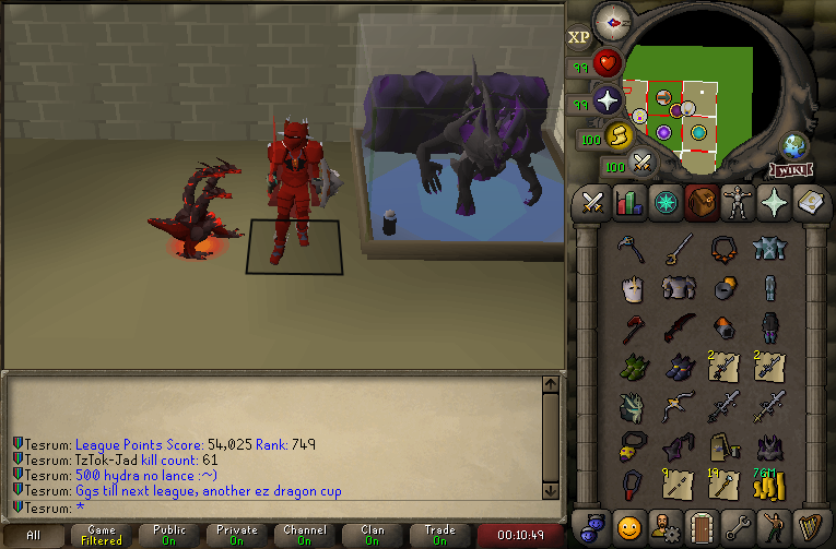 SteveBobSamuel's tweet photo. Another leagues another dragon cup.  No jad pet afking at the end but at least I completed skotizo log https://t.co/hv3pKjg2EX