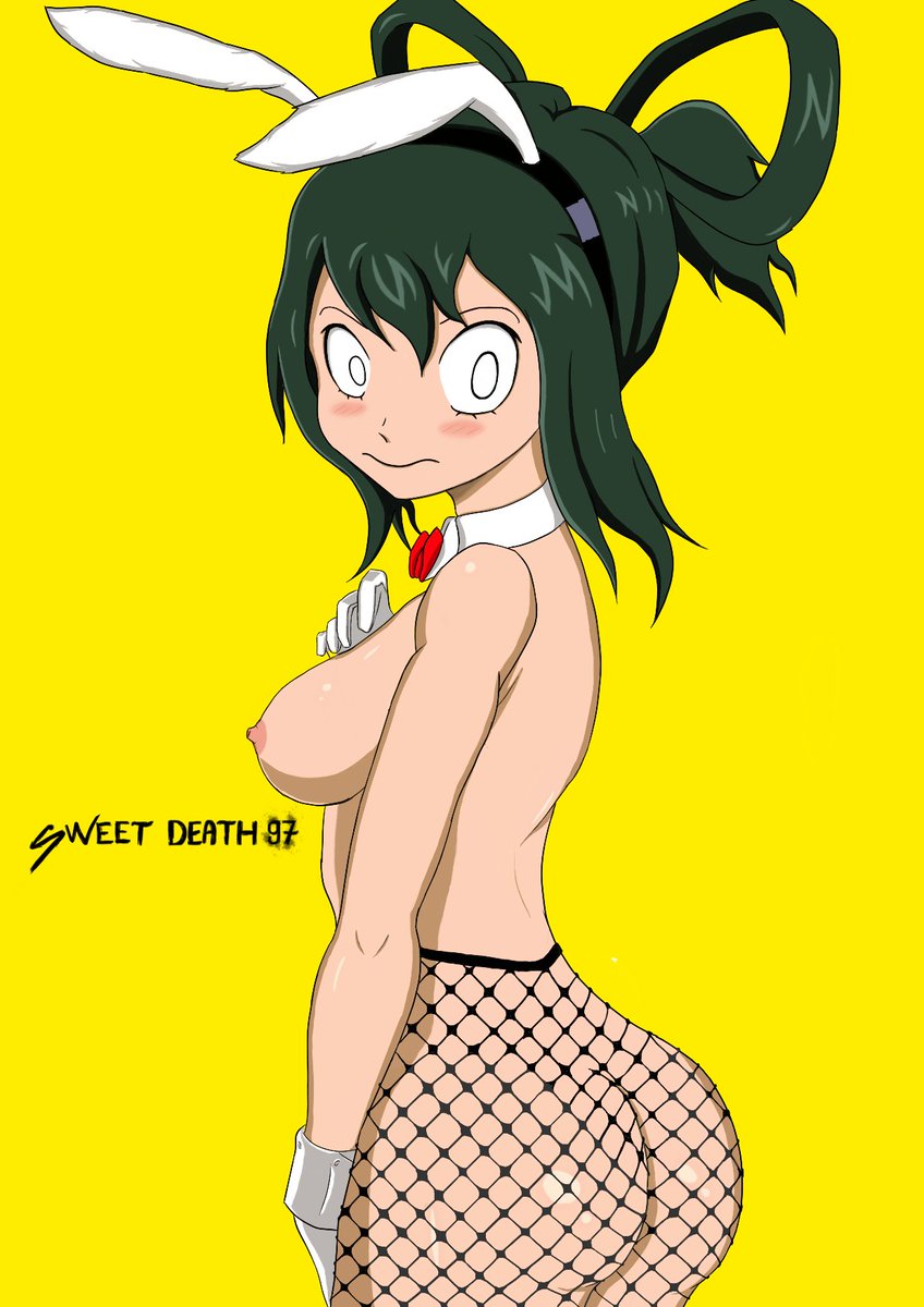 SweetDeath97's tweet photo. Otro dibujo, esta vez a color de Tsuyu Asui del anime My hero Academia con un traje de conejita y tiene tres variantes, doy las gracias a @SrFritos23 quién me apoyo en el proceso del dibujo y quien me dio la idea, muchas gracias crack ;) 
#nsfwtwt #rules34 https://t.co/9KoKe6FQ2H