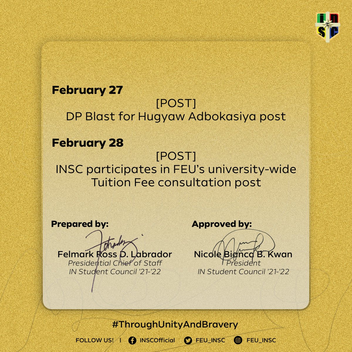 OfficialNurSoc's tweet photo. Tune in on our future projects and events, Tamaraws!
#ThroughUnityAndBravery

Layout by: Leila Dagupon and Bea Dela Cena
Caption by: Neil Amponin

[3/3] https://t.co/rD4IijSZgv