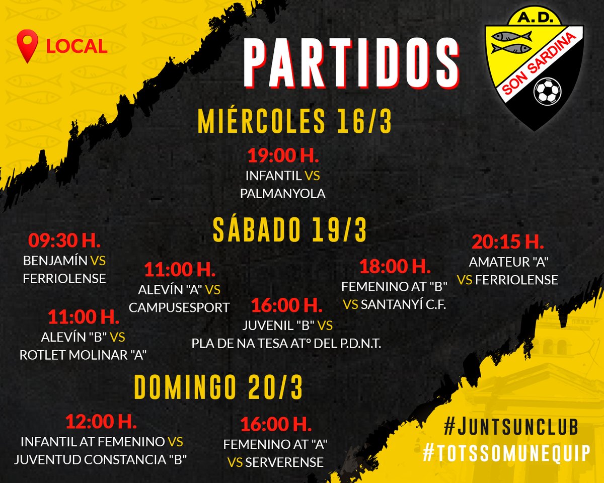 ad_son_sardina's tweet photo. 🗓️⚽🛡️🐟 Partidos de esta semana!

#amuntsonsar
#vamossonsar
#Juntsunclub
#totssomunequip https://t.co/kgtx5RHCGf