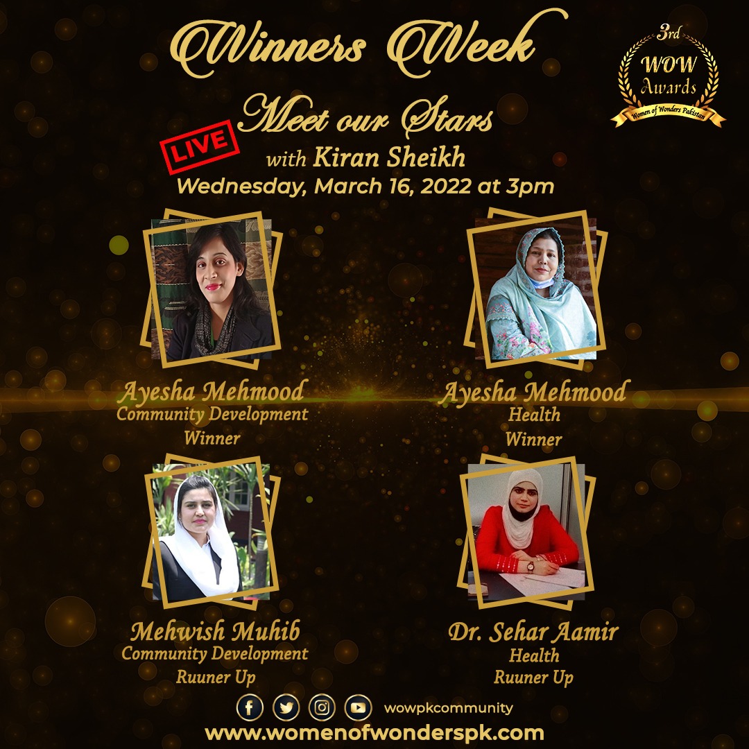 WOWPKcommunity's tweet photo. WINNERS WEEK - Meetup 3
Join us live on Wednesday, March16 at 3pm on https://t.co/V4wZ2sJbzM & meet the winners & the runners-up of the award categories #CommunityDevelopment & #Health.
Learn more about them here:
https://t.co/VsZjJ3fd1o
#ShineYourBrightest #WinnersWeek https://t.co/7mggzlrwF2