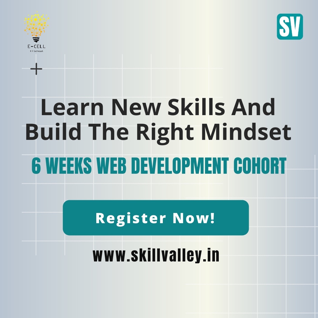 ecelliiits's tweet photo. *Things are about to change*!😎🥳
Presenting The *Development School by Skillvalley*
Where you can learn new skills and build the right mindset.👀
#ecell #ecelliiitsonepat #skillvalley https://t.co/xYM4pPN8I7