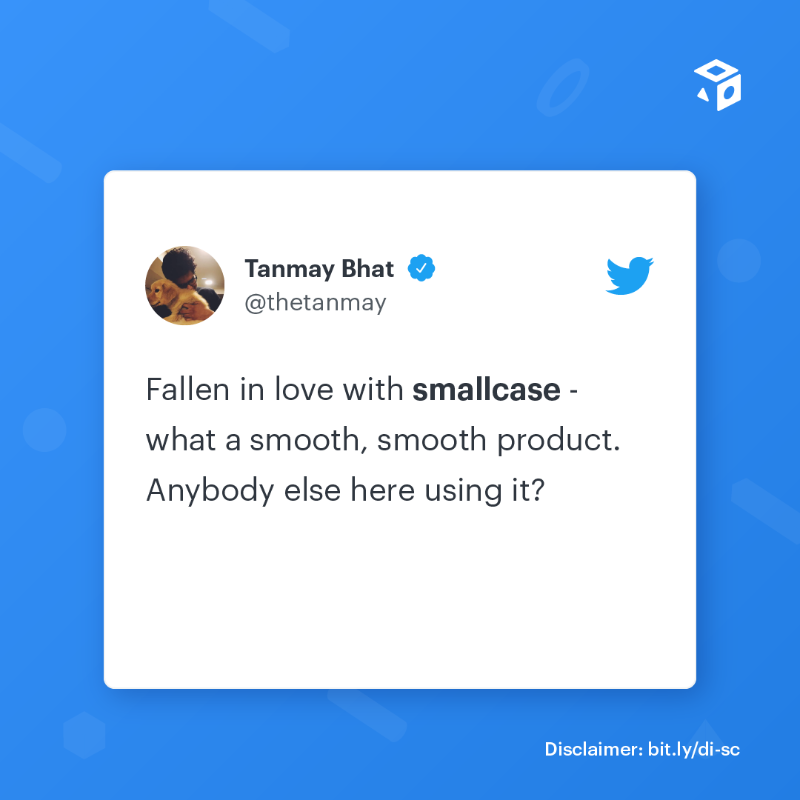 smallcaseHQ's tweet photo. smallcases are trusted by 50L+ users. What are you waiting for?

Choose from over 500+ portfolios curated by SEBI-registered professionals, exclusively on smallcase. Download now!