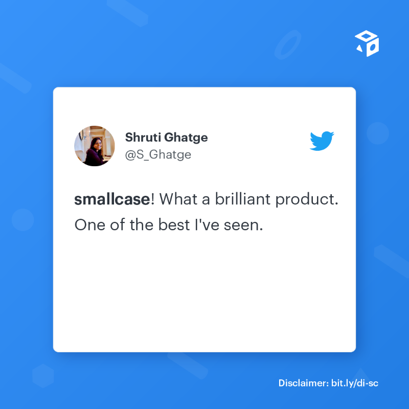 smallcaseHQ's tweet photo. smallcases are trusted by 50L+ users. What are you waiting for?

Choose from over 500+ portfolios curated by SEBI-registered professionals, exclusively on smallcase. Download now!