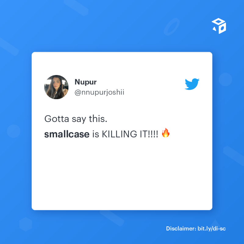 smallcaseHQ's tweet photo. smallcases are trusted by 50L+ users. What are you waiting for?

Choose from over 500+ portfolios curated by SEBI-registered professionals, exclusively on smallcase. Download now!