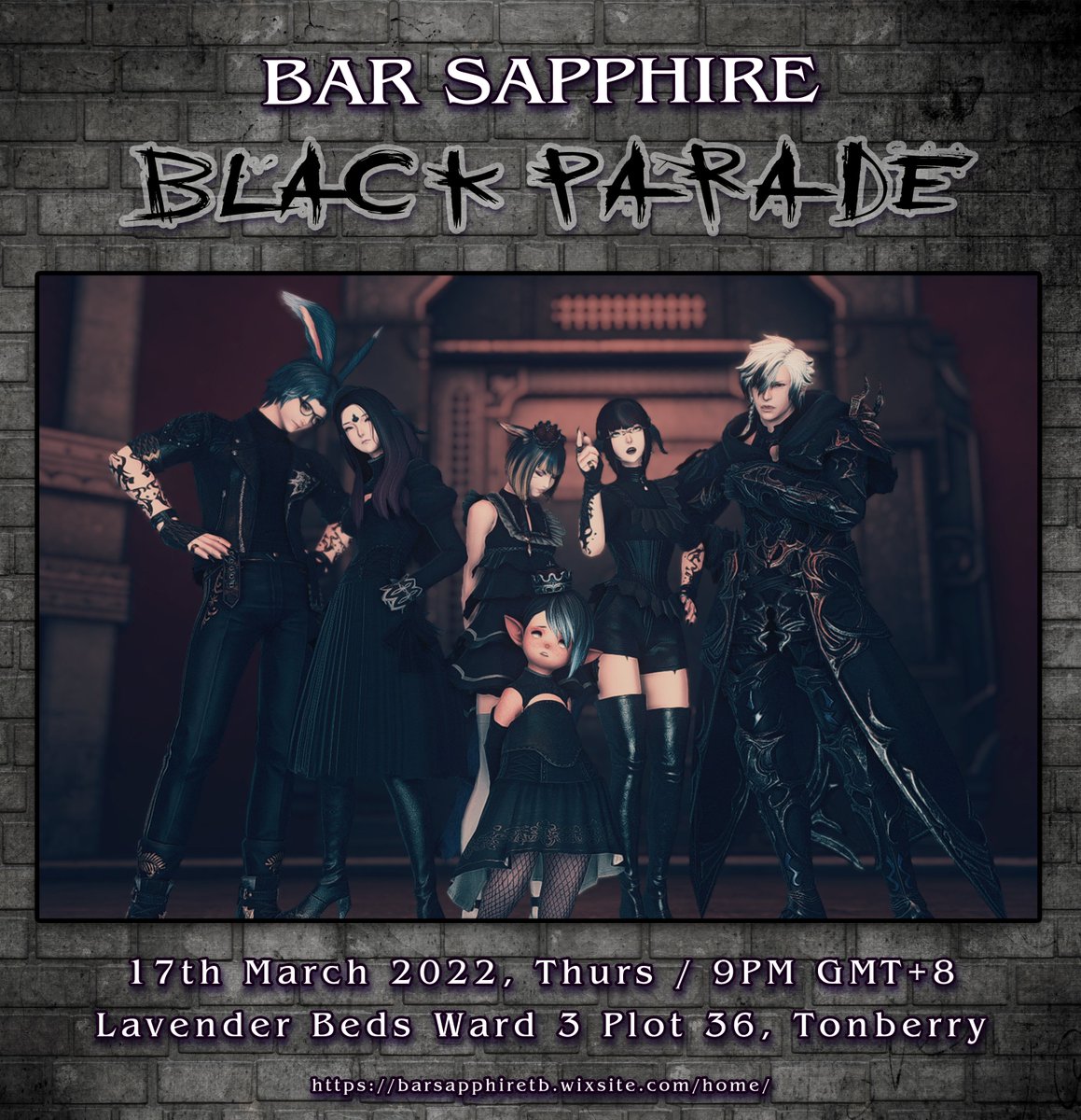 Black is such a Happy Colour!
Bright Colours are out, Black is in!

Join us in clothes so dark they match your soul
17th March 2022, Thurs 9pm GMT+8
Lavender Beds Ward 3 Plot 36, Tonberry

#BarSapphireTB #ElementalDC
