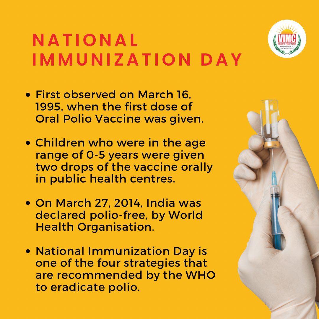 vsjmcdelhi's tweet photo. Find a vaccination centre before Covid finds you!
National Vaccination Day, also called National Immunization Day, is celebrated every year on March 16 to celebrate the importance of vaccination to the entire nation.
#vaccination #vimcdelhi #vipsdelhi #COVID19 #CovidIsNotOver https://t.co/nmuTuBdjEs