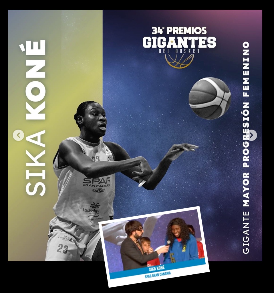 aksports1's tweet photo. An award for Sika The famous Spanish magazine, Gigantes del Basket, held yesterday in Madrid, the 34 th Premios Gigantes del basket, awards . The trophy  for best woman progress was awarded to the AK Sports Management player, Sika Kone (SPAR Gran Canaria). Felicidades Sika. https://t.co/kAzIgFZYg9