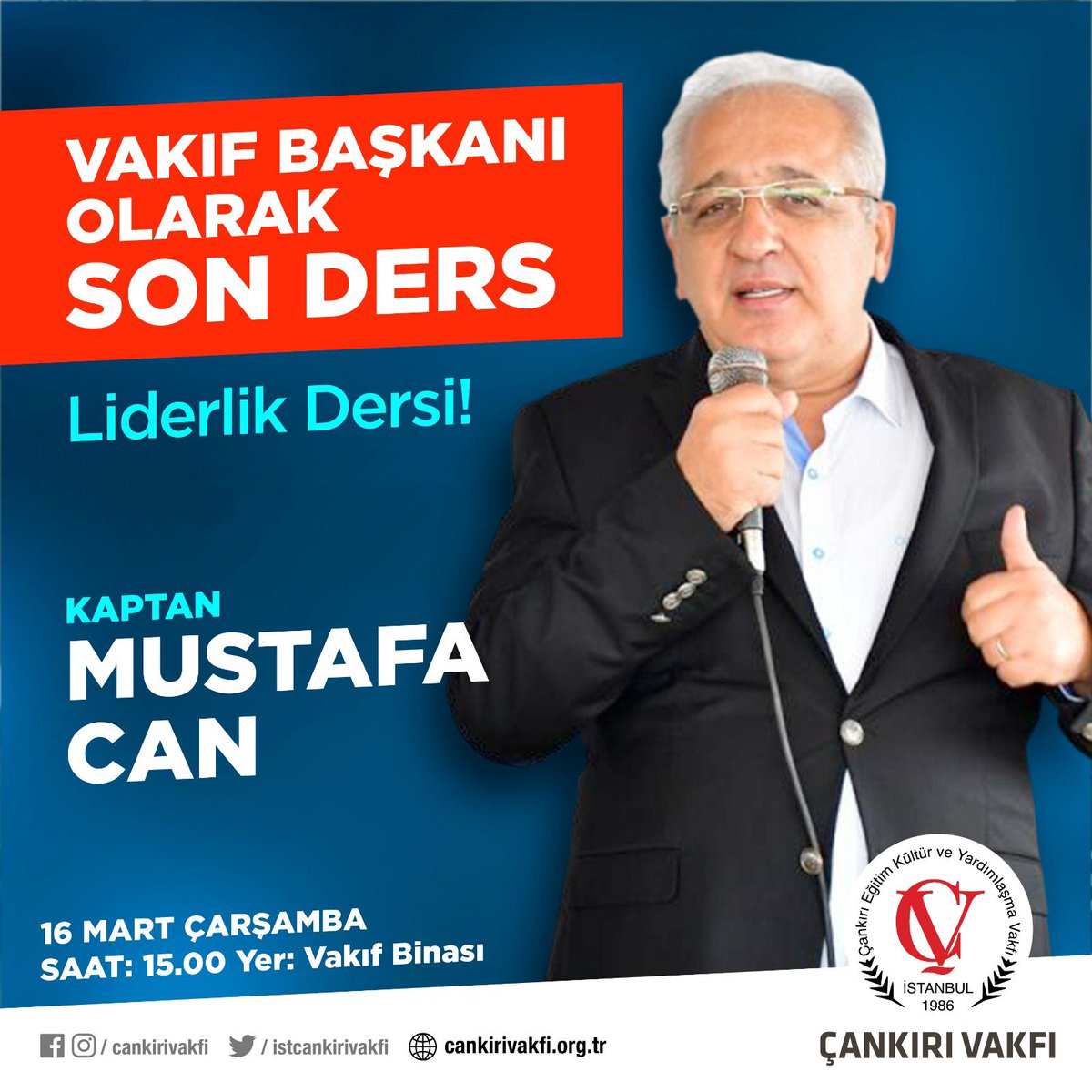 18cvgk's tweet photo. Çankırı Vakfı olarak Çarşamba Toplantıları’nda bu hafta (16.03.2022) Vakıf Başkanımız Kaptan Mustafa Can'la buluşacağız. Katılımınızı bekliyoruz. https://t.co/JFExJqAP2L