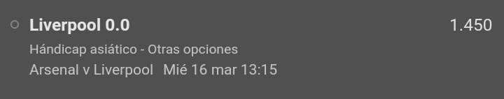 IngTips's tweet photo. 💢Pick del Dia💢
Victoria Liverpool
Arsenal VS Liverpool
Cuota 1.450
Stake 5

Liverpool va a ir con todo por la victoria para pegarse al City en la pelea por el titulo.

#parley #picks #Apuestas #apuestasdeportivas #caliente https://t.co/sEcb6qw9m0