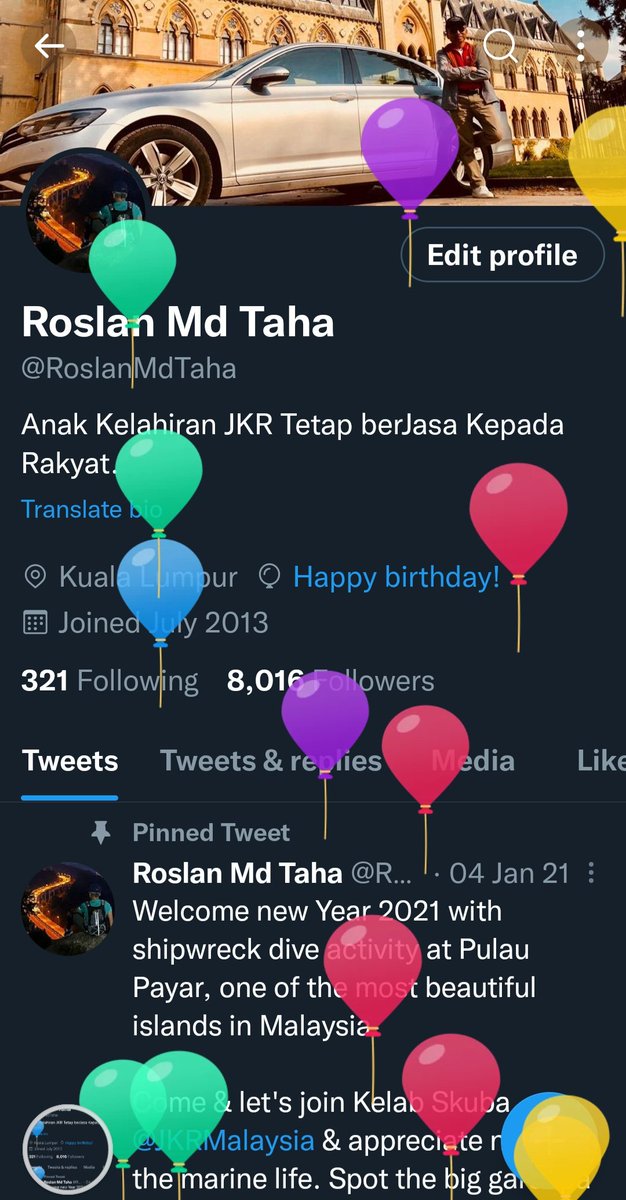 RoslanMdTaha's tweet photo. Wed | 16 Mar 22 |

Alhamdulillah Syukur &amp; Thank you Allah. TQ All incl families, corporate, friends, alumnis &amp; socmed for the wishes, doa, songs, thoughful gifts, cakes, photo shoot &amp; deliveries.

May All be blessed too.

HAPPY BIRTHDAY #DSRMT

@trxmycity 
@minconsult
#BNM
#IJN https://t.co/2uADzeb012