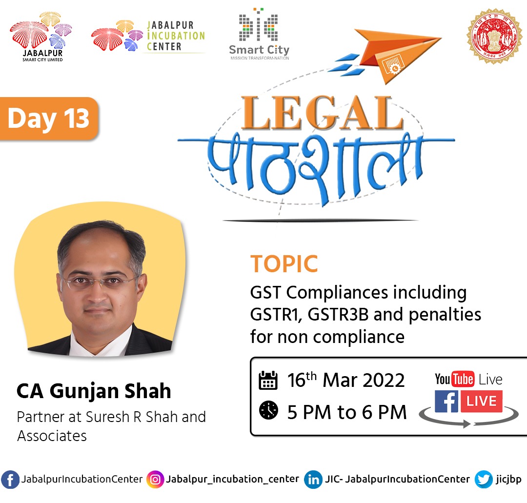 IncubationMS's tweet photo. GST has replaced several taxes, making India a more integrated national economy. We have CA Gunjan Shah who will provide an overview of GST Compliances.
Join us live on 16th March 2022 at 5:00PM
YouTube: https://t.co/wBL840yH3h
#LegalPathshala #JSCL #IncubationMasters https://t.co/hVsForJ2aR