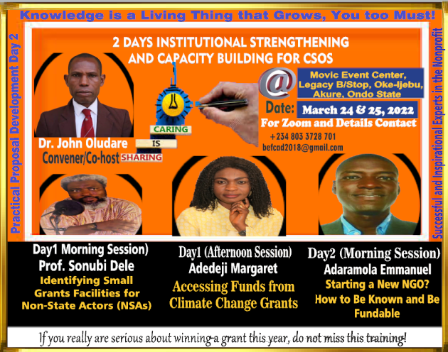 BEFCAD1's tweet photo. 2 DAYS INSTITUTIONAL STRENGTHENING AND CAPACITY BUILDING FOR CSOs https://t.co/ZdabYqmCmN https://t.co/pBIlg9Vm4R