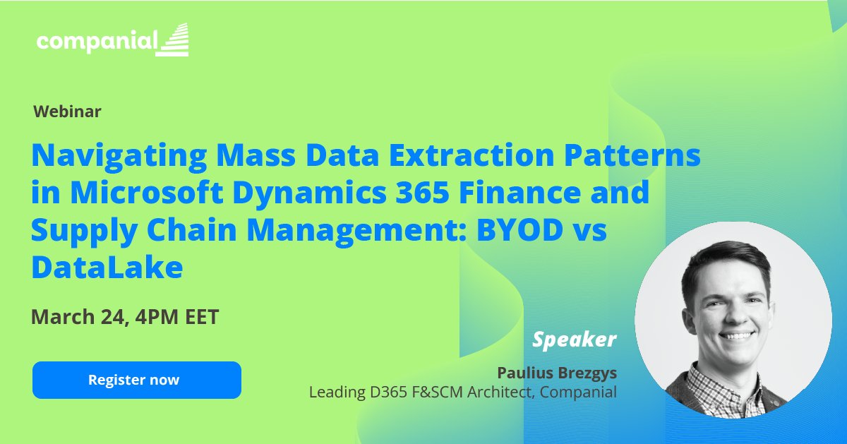 1ClickFactory's tweet photo. Save your seat for this webinar to find out what the two different #Microsoft #Dynamics365 Finance &amp; Supply Chain Management data extraction patterns are capable of, and which would be the best solution for keeping your data secure &amp; easy to manage → https://t.co/LiMLboQyDd https://t.co/gD2K3gxeNW
