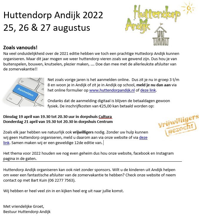 hutdorpAndijk's tweet photo. #goednieuws De kinderen uit #Andijk kunnen inschrijven voor @hutdorpAndijk 2022. Ook #vrijwilligers kunnen weer inschrijven!! https://t.co/KkhxadaeVz Zin in!!!! https://t.co/WahS2aJNdZ