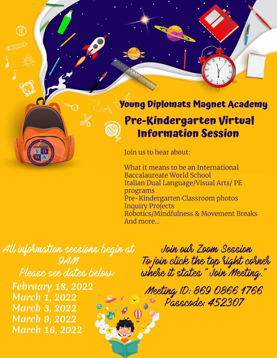 YDMA_PS242's tweet photo. Join us today at 9am for our Pre-K information session! #internationalbaccalaureate #Italianduallanguage #harlem 

@CEC3NYC @NYCSchools @NycDistrict3 @ItalyinNY @BilingualItali1 https://t.co/OuGZxF0Cim