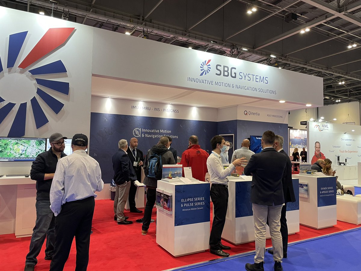 SBG_Systems's tweet photo. It’s day 2 at #Oceanology International in London! Attend our Qinertia PPK software demos on our stand #D300 at 11:00 &amp; 15:00 today, and come grab a beer with us at 17:00. See you!
#OI22 #oceanologyinternational https://t.co/18fytYS7zw