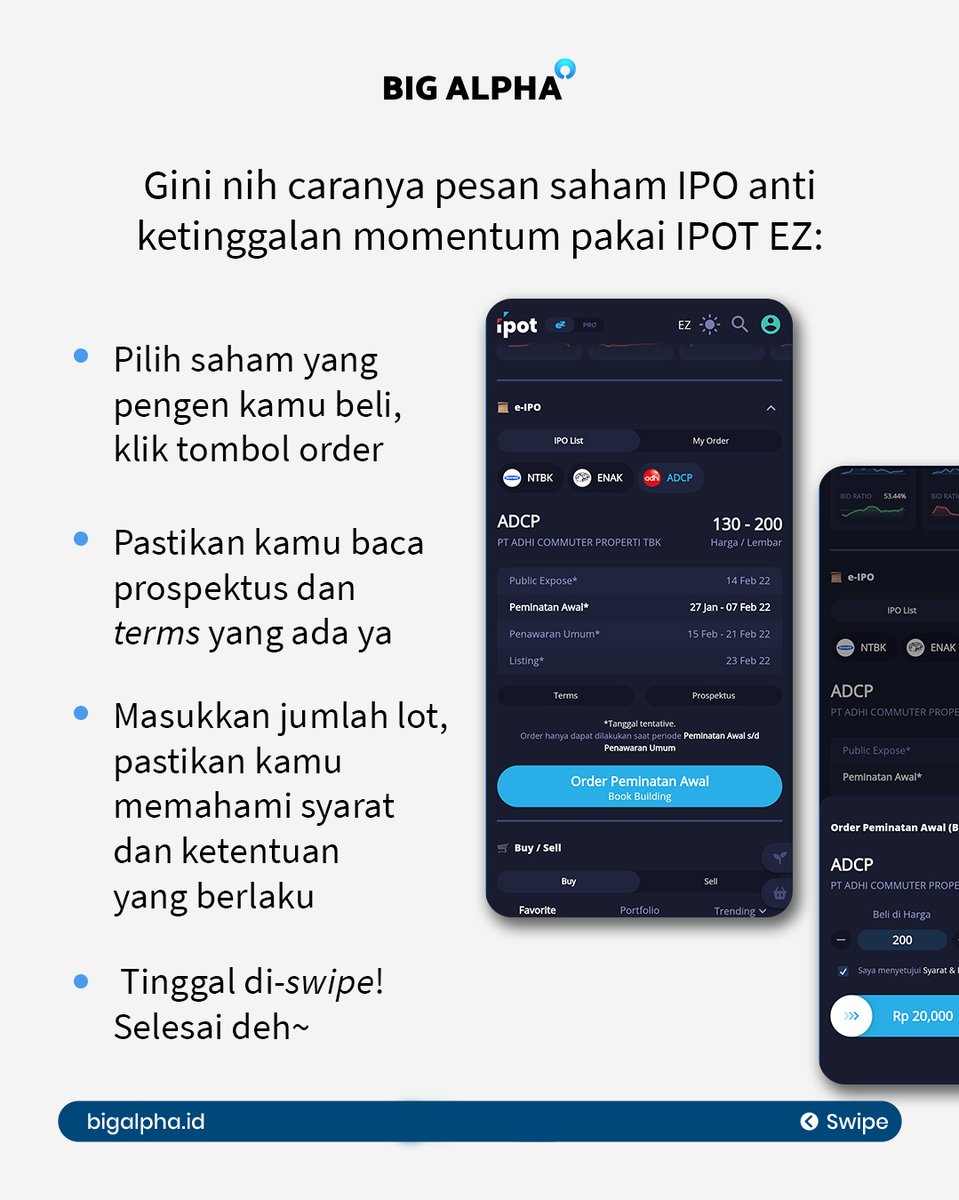 BigAlphaID's tweet photo. Kalau kamu mau pesan saham IPO GoTo, bisa pesan di IPOT pake fitur e-IPO.
Caranya gini…
#MakeItEZ with IPOT EZ https://t.co/doVq8IT2S2