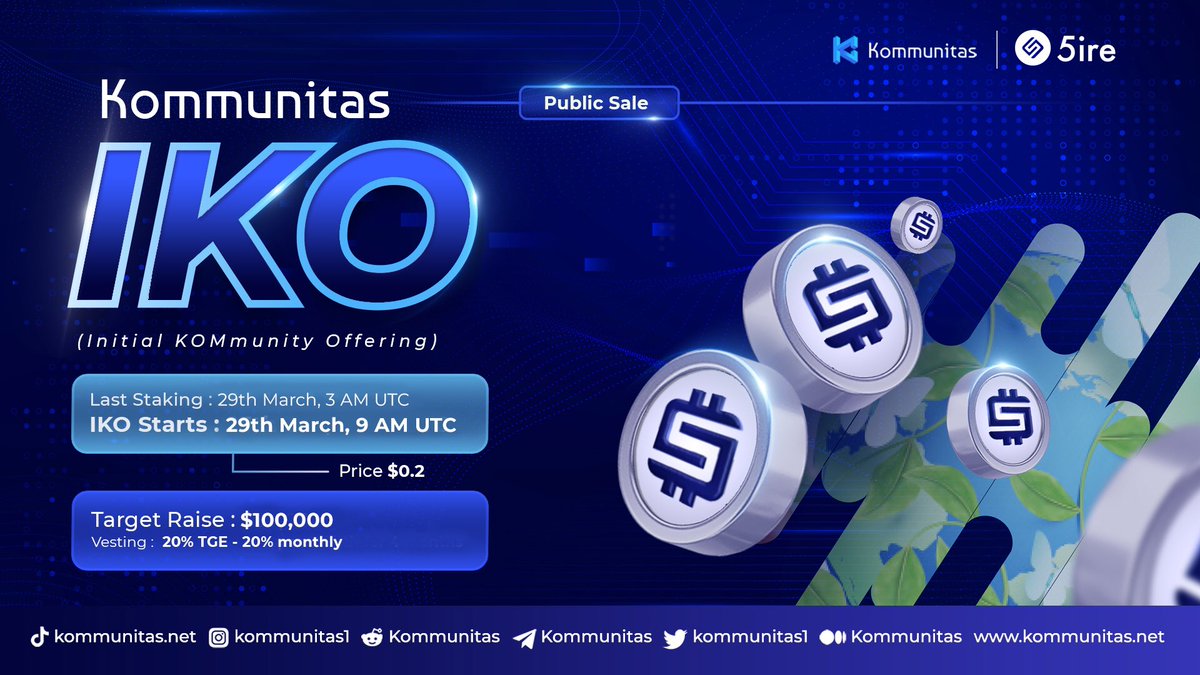 kommunitasnet's tweet image. 🔥 Kommunitas is fired up to conduct our IKO with @5ireChain  

🚀 5ireChain is a sustainable and interoperable blockchain aiming to bring a paradigm shift from a for-profit to a for-benefit economy and enable the 5th industrial revolution. Read more: link.medium.com/v5FLH4Dsrob