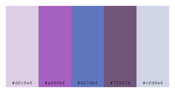 ColPaletteBot's tweet photo. Beep beep, here's a pretty color palette for you!
color-scheme.js parameters used:
- hue: 93
- variation: soft
- colors: #dfcfe6, #a660bf, #6276bf, #71567a, #cfd4e6
Have a lovely day!
#twitterbot #colorpalette #colors #palette #prettycolors https://t.co/inC6hrMIVk