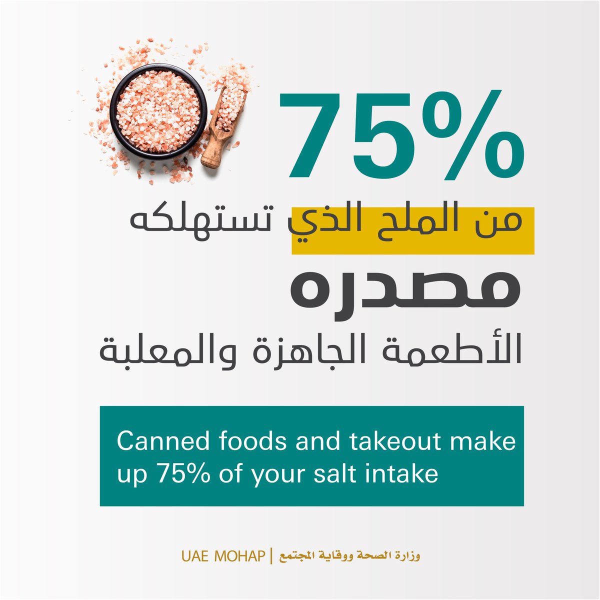 mohapuae's tweet photo. Most of the salt we consume comes from canned food and takeout. Avoid such foods to reduce your intake. 🧂
#MoHAP_UAE
#SDGs 
#Good_Health_and_Wellbeing https://t.co/DZdXdkoS24