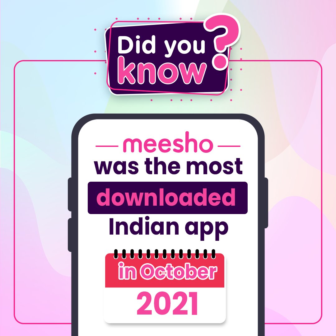 Meesho_Official's tweet photo. Your love takes us to the top ❤️

#Meesho #MeeshoApp #ShopOnMeesho #DidYouKnow #MostDownloadedIndianApp #ThankYou https://t.co/8SwEhrwYBK