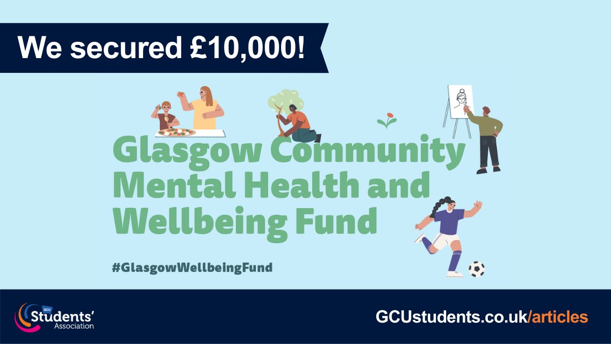 GCUstudents's tweet photo. 🥳 We secured £10,000 from the #GlasgowWellbeingFund! We'll launch Give it Go in Tri A 2022/23 which takes a preventative approach to #GCUstudents mental &amp; physical health &amp; wellbeing. Read more https://t.co/ttkqEaJhgA
@GlasgowCVS @gcu_studentlife @CaledonianNews @gcuwellbeing https://t.co/C9migeOakB