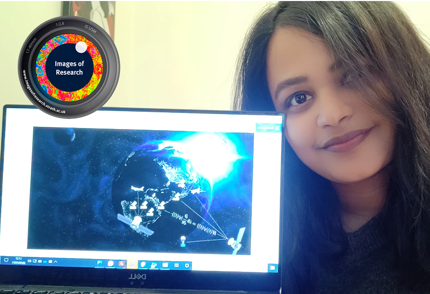 StrathImages's tweet photo. Aiming to shed light on the complex world of quantum physics, Sonali Mohapatra’s image demonstrates how quantum encryption could be used to protect the transfer of digital information across the globe: https://t.co/KKNA6mBjzJ #StrathImages @Sonalysmic @PhysicsStrath #BSW22 https://t.co/R9NqLDAitk